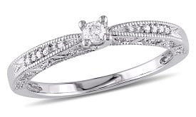 Vintage-inspired 1/10ctw. engagement ring in sterling silver